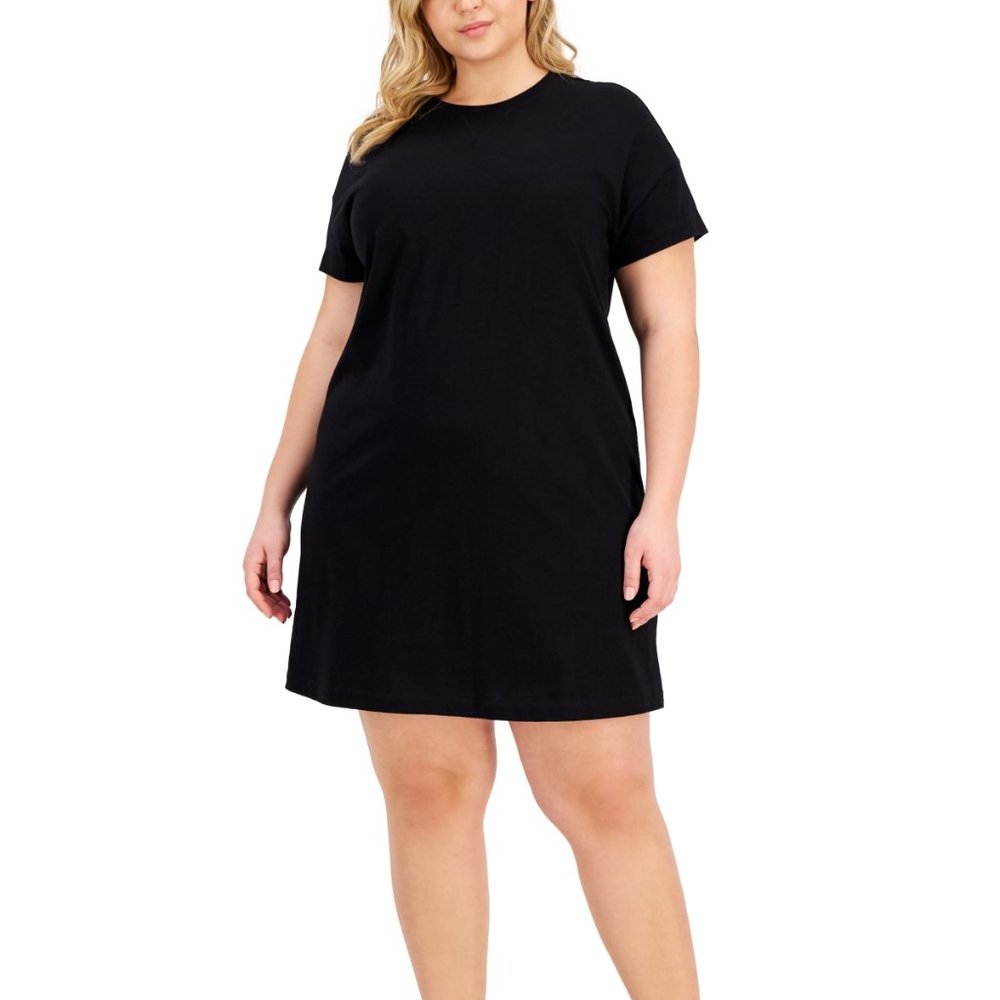 NWT ID Ideology Women's Plus Size T-Shirt Dress Black Size 1X-3X $50 JJ374